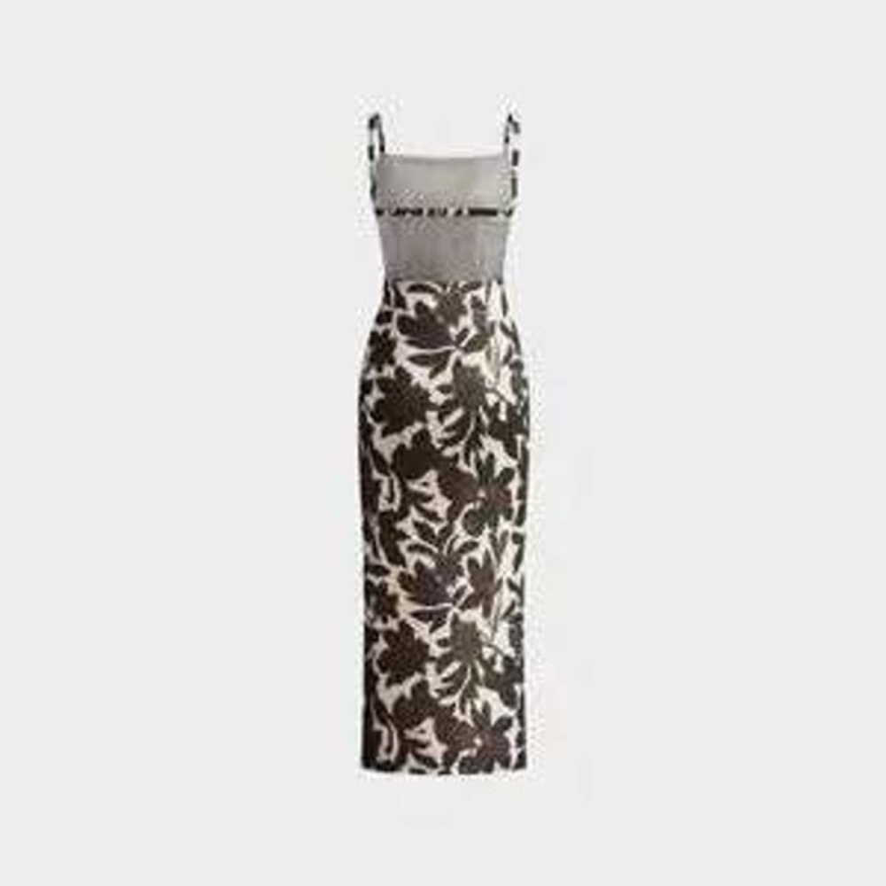 Commense Cream Maxi Dress with Brown & Black Floral Print - Picture 2 of 6